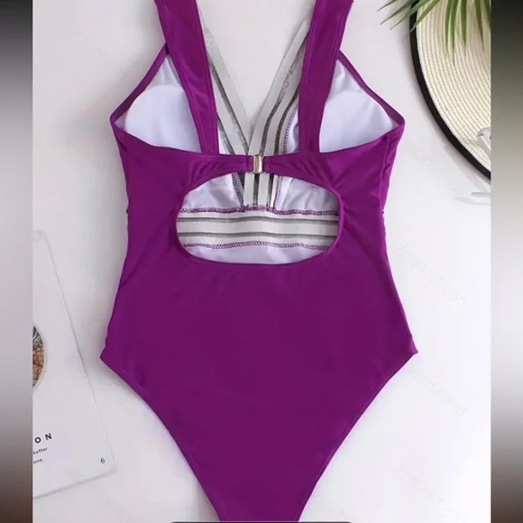 Swimsuit-Purple & Leapoard One Piece NWT - Picture 2 of 6